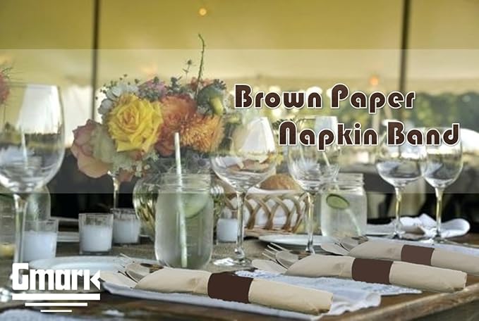 Gmark Paper Napkin Band Box of 2500 (Brown), Paper Napkin Rings self Adhesive GM1052