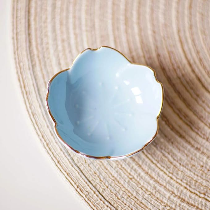 Soup Bowls, Rice Bowls, 2pcs Sauce Dishes Ceramic Seasoning Dipping Bowl Flower Shape Sushi Soy Dipping Bowl Appetizer Plates Serving Dish for Kitchen Home (Blue) Sushi Plates ( Color : Blue , Size :