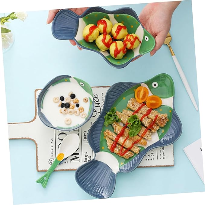 ABOOFAN Ceramic Fish Serving Plate Fish Shaped Dish for Sushi Sashimi and Appetizers Design for Home Restaurants and Parties Easy to Clean