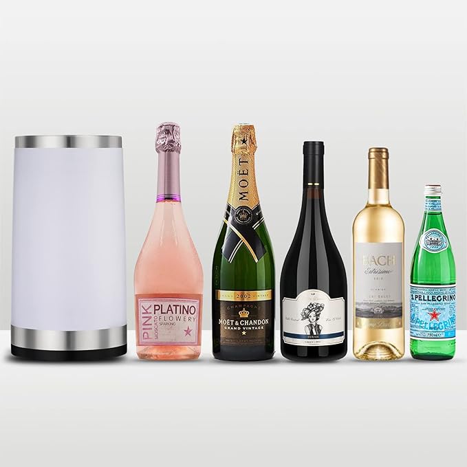 Elrigs Wine Chiller with Rechargeable RGB Touch Lamp| Wine Bottle Cooler Bucket| Double Walled Insulator with 2 Ice Pack for 750ml Champagne| Perfect Wine Gifts| Wine Accessories for Party/Dinner