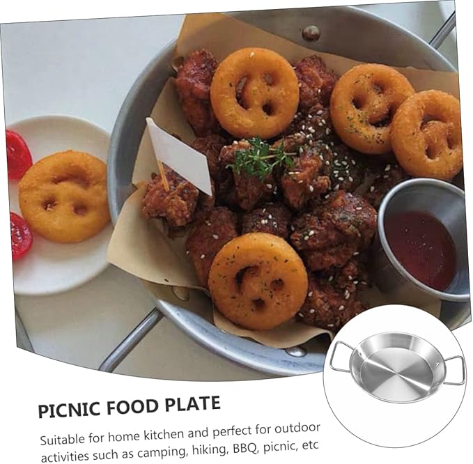Stainless Steel Dinner Plate Party Serving Trays Snack Plate Salad Dish Kitchen Tableware Silver