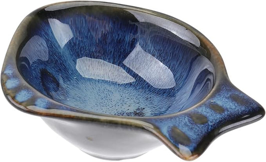 Fish Shaped Ceramic Flavor Dish for Seasoning Dipping Unique Appetizer Plate for Home Use Easy to Clean Versatile for Condiments Fruits Nuts More Blue