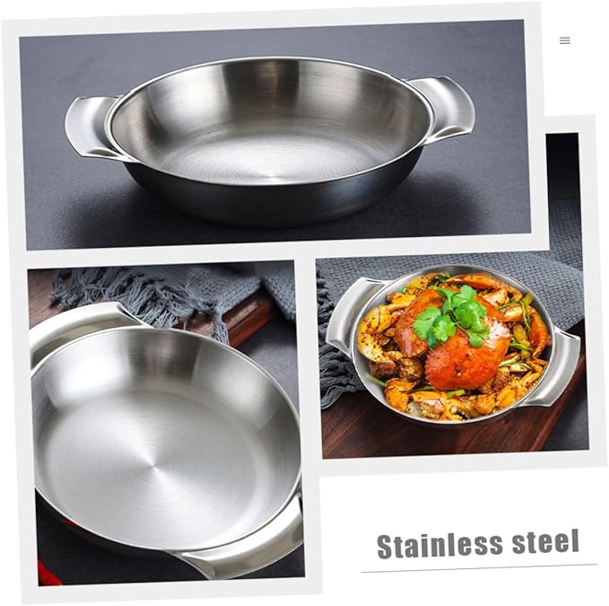 BESTOYARD Stainless Steel Snack Serving Tray Deep Round Plate for Home Elegant Food Storage Container for Parties Birthdays Family Gatherings Easy to Clean Silver Finish