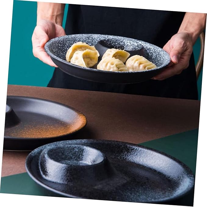 Round Ceramic Plate Serving Bowl Dipping Sauce Cup for Party and Dinner