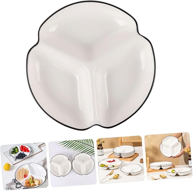 Zerodeko Ceramic Plates Divided Dinner Plate Sections for Salad Dessert Dish Serving