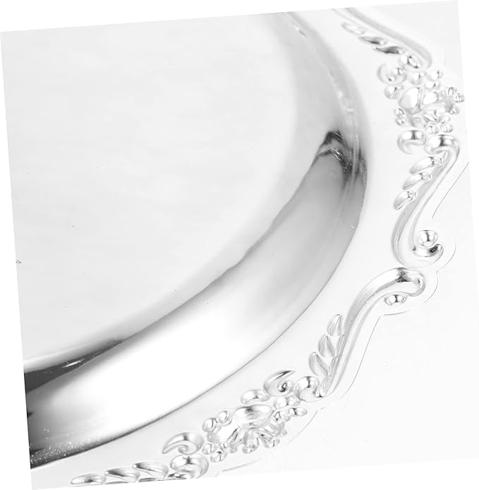 European Style Alloy Snack Serving Plate Silver Fruit Dish Decorative Cake Tray for Home Dessert Tableware
