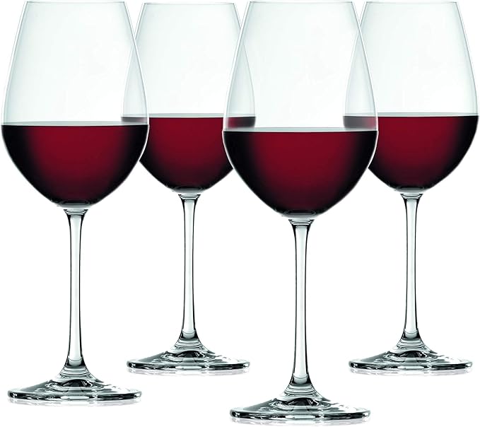 Spiegelau Salute Stemmed Red Wine Glasses, Lead-Free Crystal Wine Glasses for Pinot Noir, Cabernet, Wedding, Anniversary, Housewarming, Birthday Gifts, Elegant Glassware, Home Bar, 19.4 oz, Set of 4