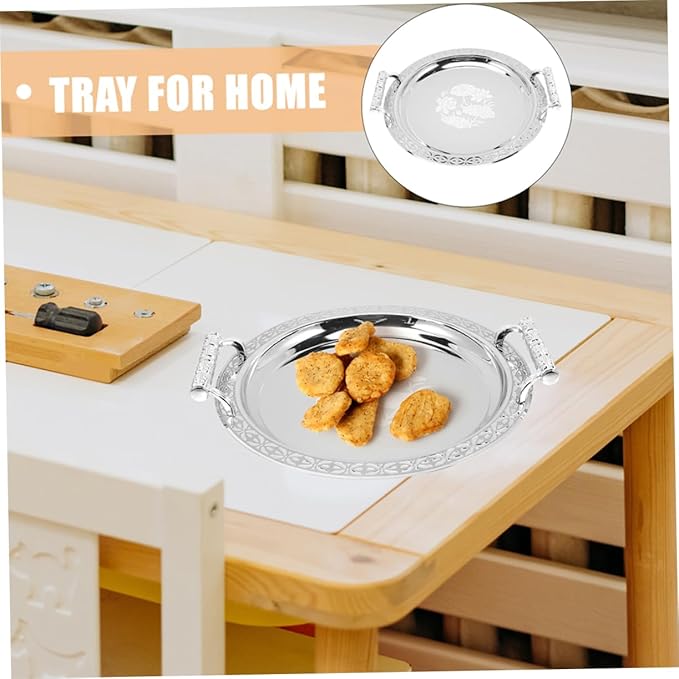 PRETYZOOM Tea Serving Tray with Elegant Floral Design Fruit Plate for Parties and Gatherings Decorative Storage Dish