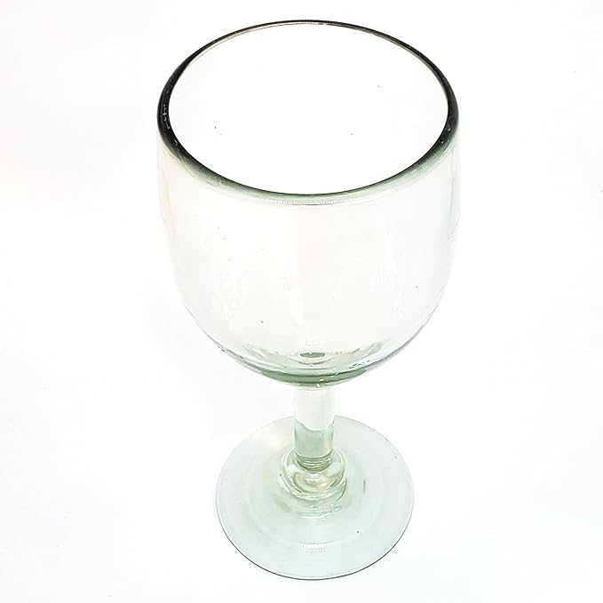 MexHandcraft Clear 13 oz Wine Glasses (set of 6), Recycled Glass, Lead-free, Toxin-Free (13 oz Wine)