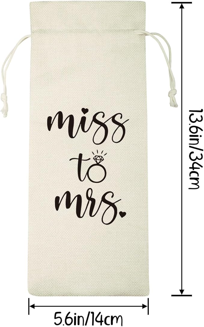 Lcoanriut Miss to Mrs. Wine Bag, Engagement Wedding Wine Gift Bag, Bridal Shower Wedding Gifts Ideas for Couples Wine Bag, Wedding Party Decorations Engagement Gifts for Couples Bride Miss to Mrs.