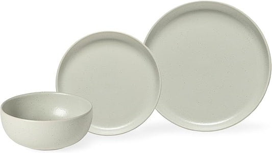 Casafina Ceramic Stoneware 12-Piece Place Setting Service for 4, Pacifica Collection, Oyster Grey | Microwave & Dishwasher Safe Dinnerware Set | Food Safe Glazing | Restaurant Quality Tableware