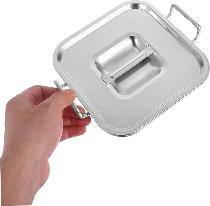 GLEAVI Square Stainless Steel Party Platter Lid Food Serving Tray Clean French Fry Bowl