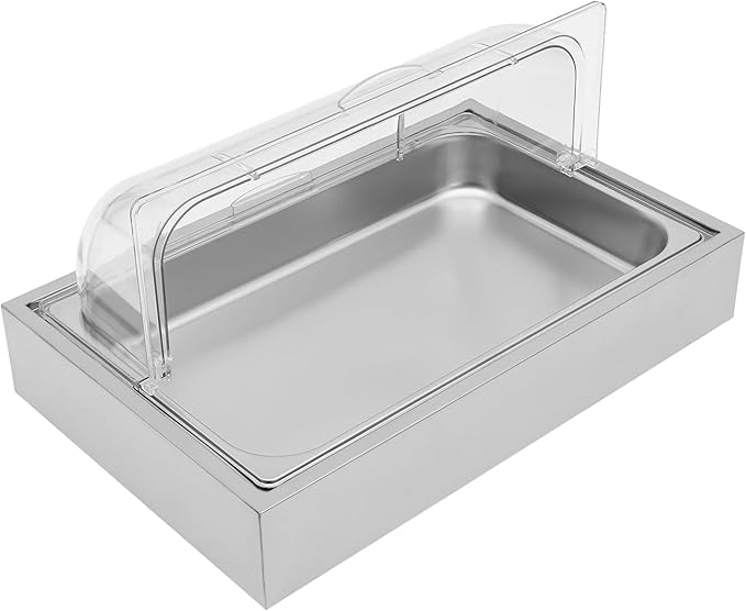 Chilled Serving Tray with Clear Cover Ice Food Serving Display Tray Buffet Cold Serving Cooler Platter Chilled Party Platter Cold Food Buffet Server for Party Outdoor Buffet Street Vendors