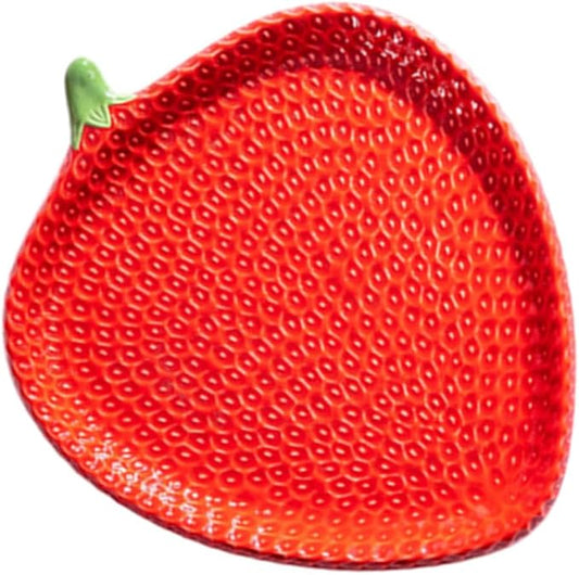 Cabilock Strawberry Ceramic Dipping Plate Artistic Appetizer Dish for Sauces Snacks and Sushi for Home Gatherings and Restaurant Decor Elegant Decorative Starter Plate