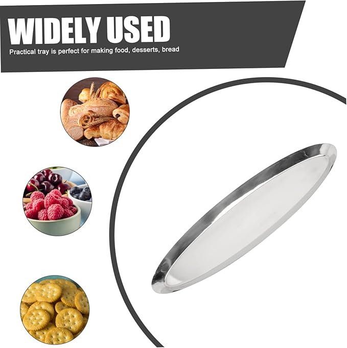 Stainless Steel Snack Serving Tray Creative Oval Food Plate for Restaurant Home Use for Towel Storage Desserts and Appetizers