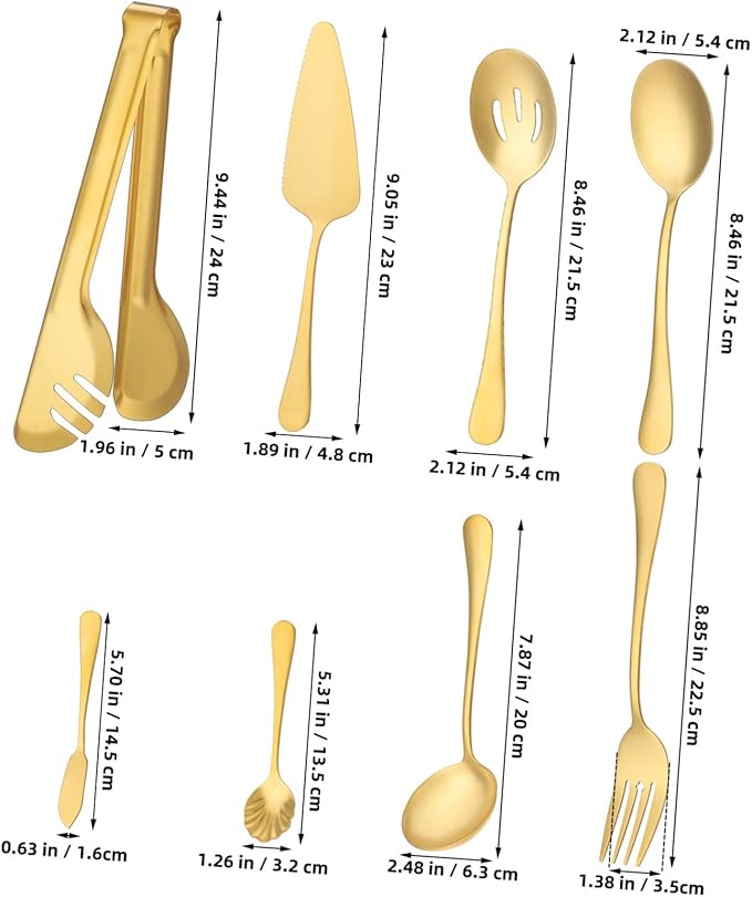 Zerodeko 11-pc Stainless Steel Cutlery Set Serving Utensils Spoons Tongs Forks for Buffet Catering Parties Silverware Set