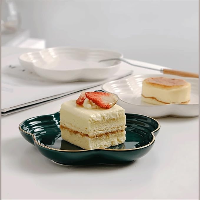 Appetizer Bowls Ceramic Appetizer Plates 5.7 inch Phnom Penh Petal Shaped Dessert Plate Afternoon Tea Cake Dish Dinner Serving Plates for Dessert Cake Snack Salad Bowls (Color : 1)