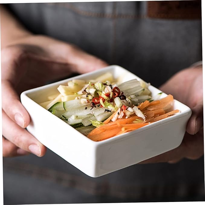 2Pcs Mini Square Ceramic Dishes Practical Appetizer Plates for Sauces Dips and Seasonings for Parties Weddings and Banquets Space Saving Design