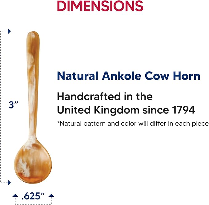 HIC Kitchen Salt Spice Tasting Spoon, Handcrafted in the United Kingdom, Responsibly Sourced Ankole Cow Horn, 3-Inch