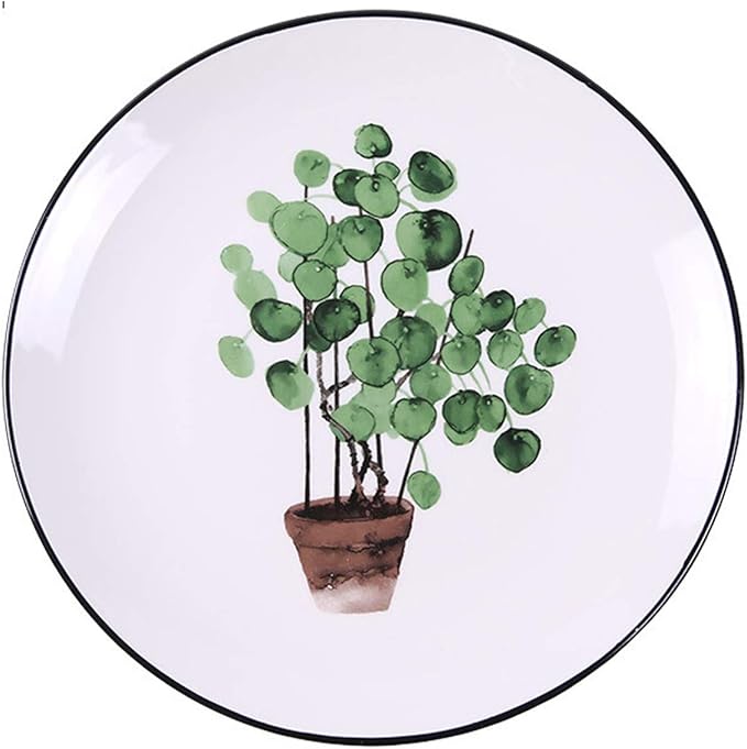 SHINING 8” Green Vegetable Ceramic Plate Creative Fruit Plate Household Steak Plate Plate Set of Ceramic Tableware (Plate A)