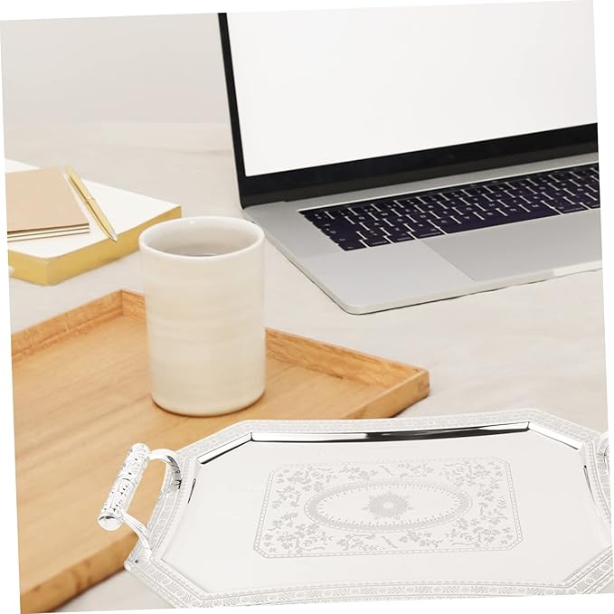 Cabilock Elegant Double Ear Food Serving Tray Decorative Party Platter Snack Plate for Bathroom Countertop