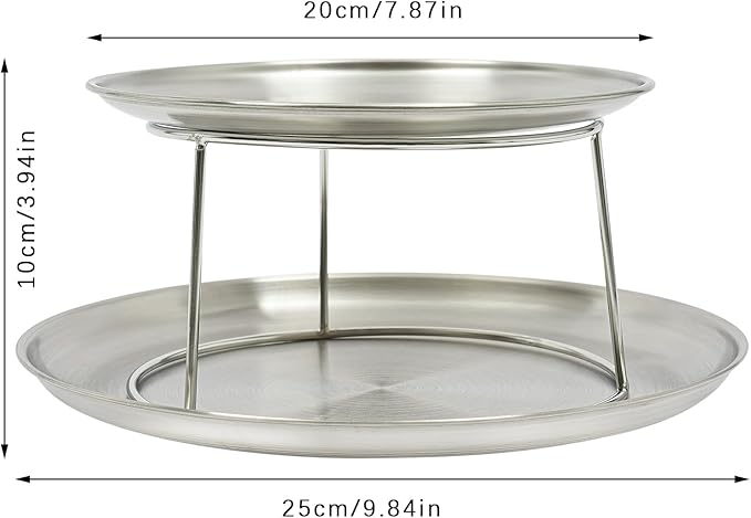 2-Tier Seafood Platter, Seafood Tower Set with 10" Round Trays and 8" Oyster Section for Kitchens, Restaurants, Banquets, Buffets