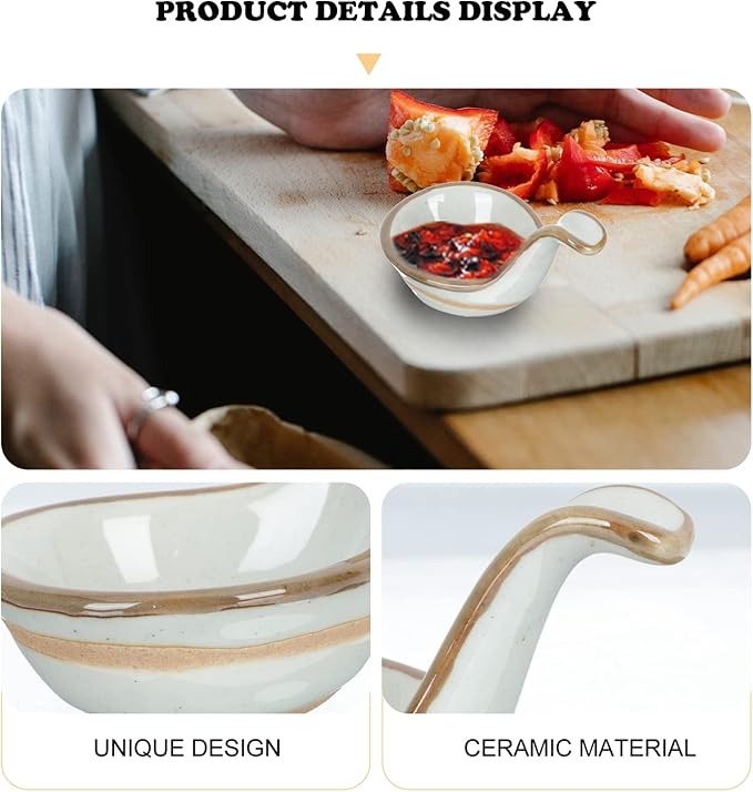 2pcs Ceramic Seasoning Dish Caviar Spoon Flavored Plate Appetizer Plate Ceramic Tableware