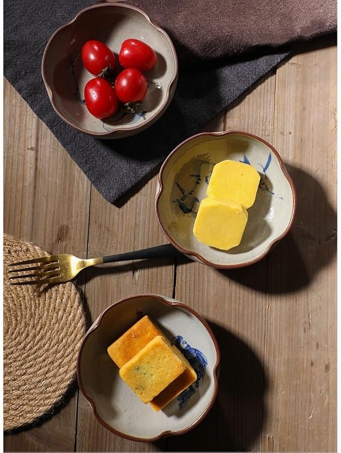 Snack Plate Hand Drawn Dipping Dishes Japanese Style Ceramic Seasoning Plate Vinegar Kitchen Dipping Bowl Appetizer Sushi Serving Plate Snack Tray (Color : E)