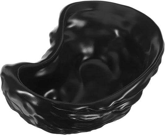 Ceramic Oyster Shell Serving Plate Matte Black Oyster Shell Shape Plate Creative Food Serving Dish for Seafood Appetizers and Desserts