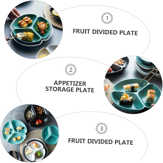 STOBAZA Ceramic Food Serving Plate Divided Serving Tray Appetizer Platter Platter