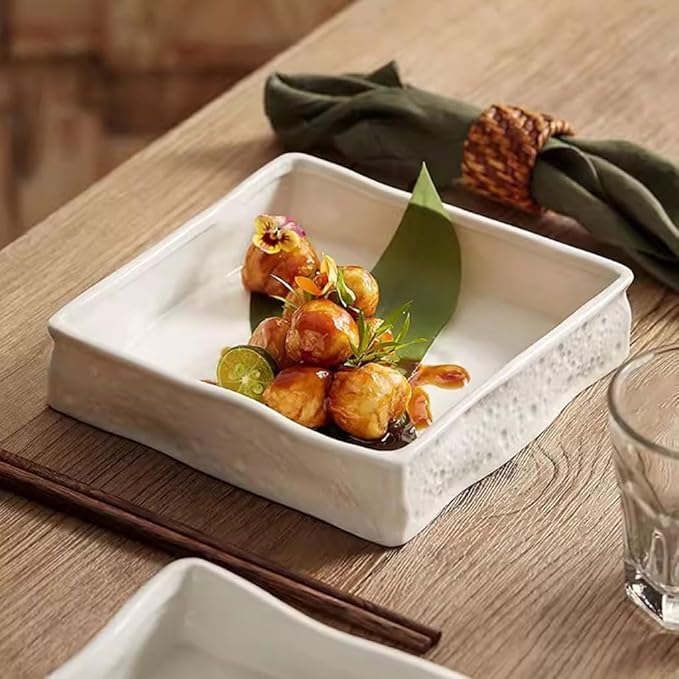 SONGCHAO Party Supplies Creative Square Dinner Plate Ceramic Cold Dish Plate Restaurant Appetizer Plate Commercial Snack Plate Dessert Plate Party Plates (Color : 6.5in)