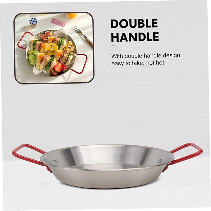 Luxshiny Classic Silver Serving Tray Handles Seafood Pot Tray for Family Dinners