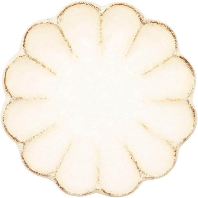 Mino Ware 555-0005 Kaneko Komohei Linka Plate, White Kneeling Flower, Diameter 5.5 inches (14 cm), Microwave and Dishwasher Safe, Made in Japan