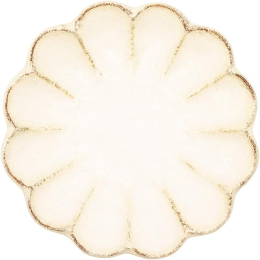 Mino Ware 555-0005 Kaneko Komohei Linka Plate, White Kneeling Flower, Diameter 5.5 inches (14 cm), Microwave and Dishwasher Safe, Made in Japan