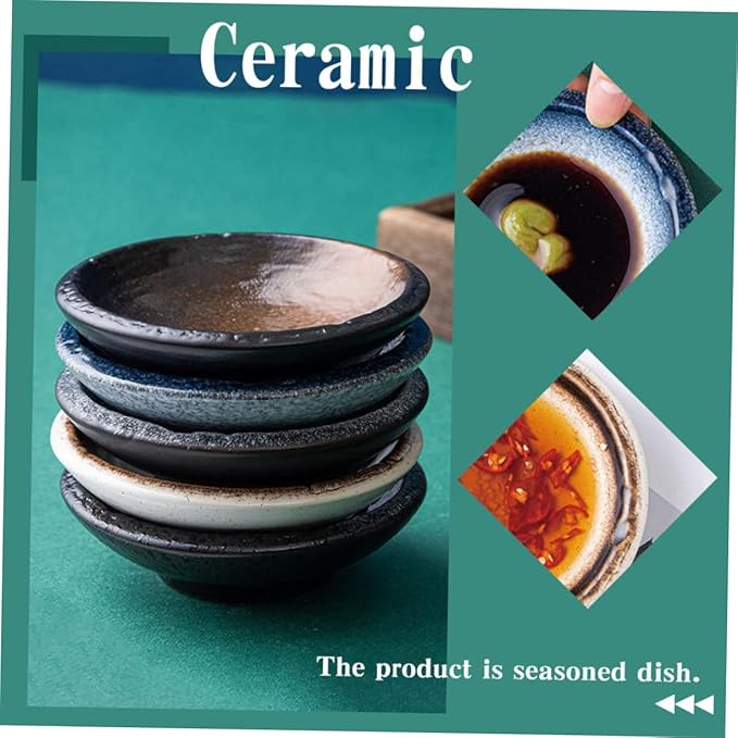 5pcs Ceramic Dipping Bowls for Condiments Mustard Plates Sauce Dishes Appetizer Dish Kitchen Supply