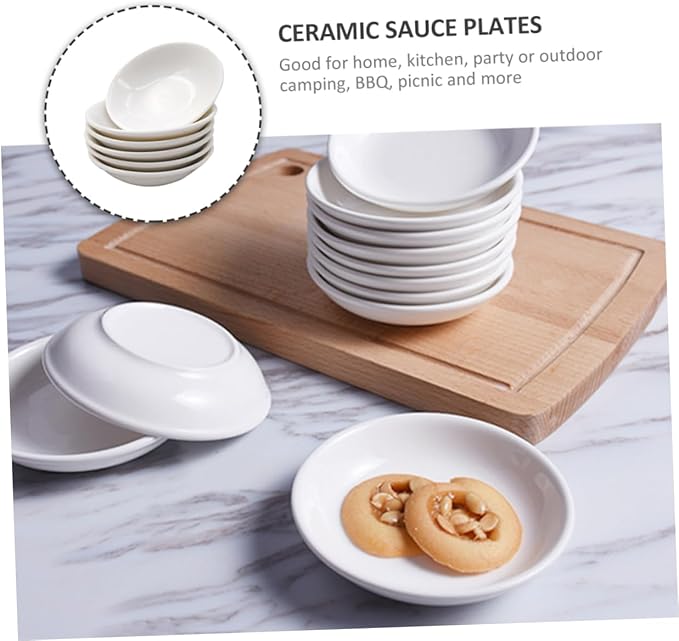 6pcs Ceramic Seasoning Dishes Practical Condiment Plates for Sauces Spices and Appetizers Small Serving Bowls for Home Use and Entertaining