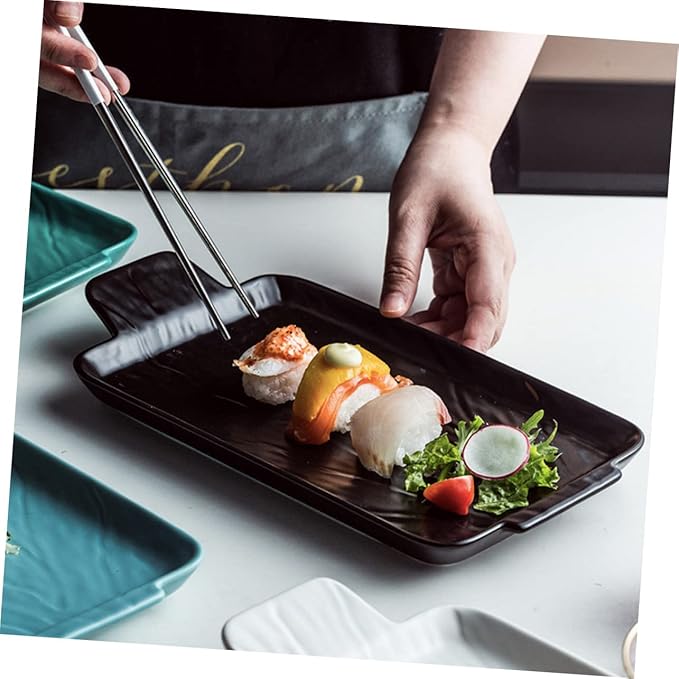 Tableware Wedding Guest Steak Plate Japanese Appetizer Plates Ceramic Jewelry The Wedding Ceramic Platter Plates Practical Food Serving Dish Ceramic Sushi Platt (Red-29.5 * 16.2 * 2.5cm