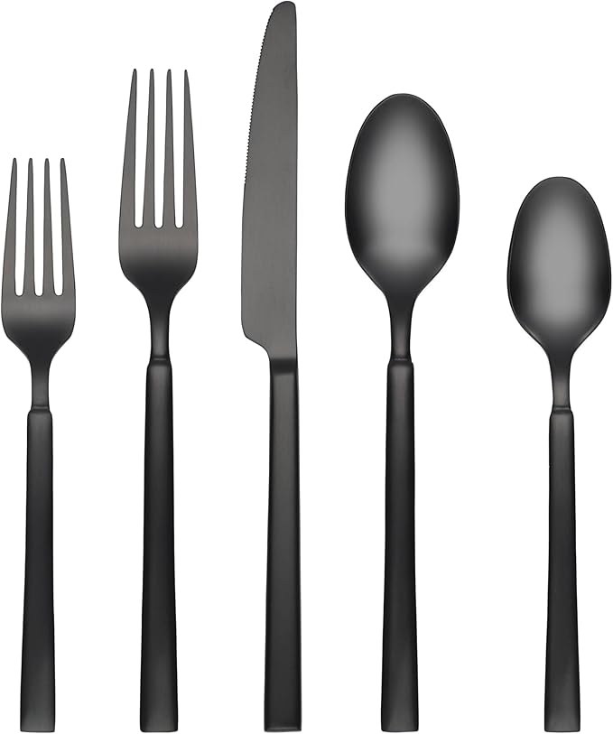 Cambridge 518820R Gailann Black Satin 20-Piece Flatware Set