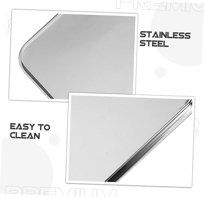 Garneck 3pcs Stainless Steel Serving Tray Lid Large Sizzling Platter Cookie Baking Pan Roasting Tray Catering Pans Seafood Platter