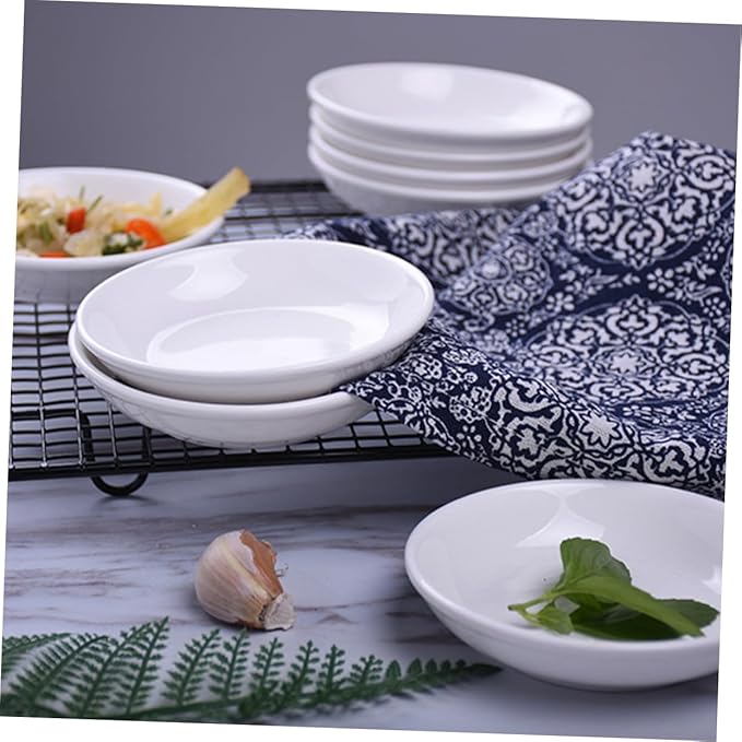 PRETYZOOM 6pcs Ceramic Dipping Dishes for Sauces and Condiments Seasoning Plates for Home and Restaurant Use Your Dining