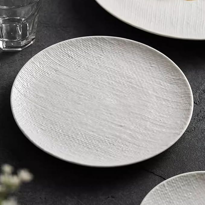 SONGCHAO Party Supplies Matte Cloth Grain Ceramic Dinner Plate Home Round Plate Shallow Plate Restaurant Appetizer Plate Dessert Plate Party Plates (Color : 16cm)