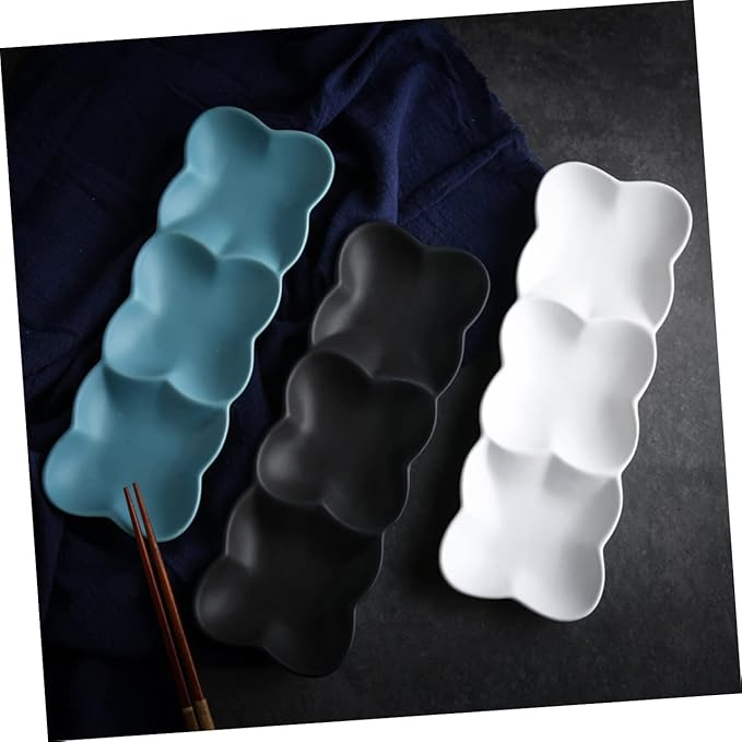 Ciieeo Ceramic Appetizer Serving Tray Nordic Style Plates for Sauces Condiments White Dipping Everyday Use