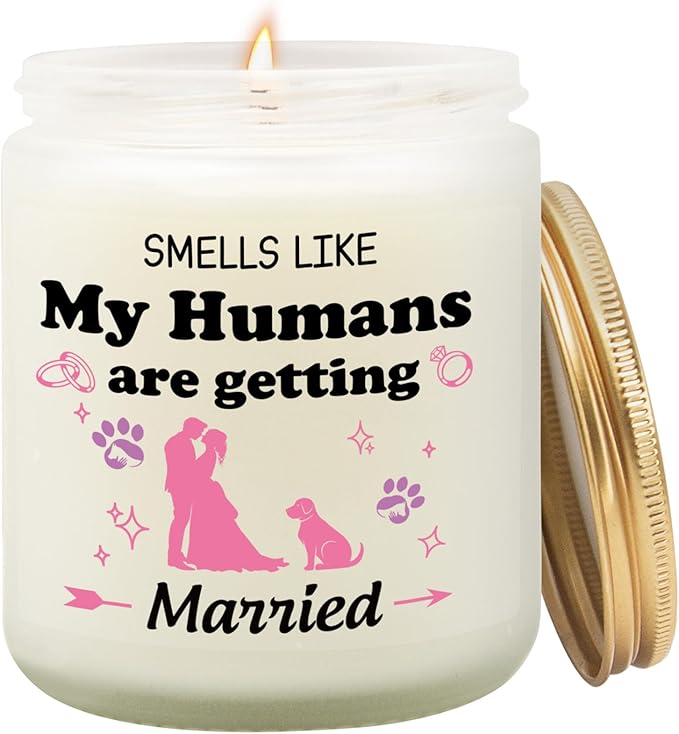 Dog Wedding Gifts for Couples 2025, Engagement Party Decorations Gift, Wedding Favor Gifts for Guests, Funny Married Couple, Bridal Shower Gift for Bride, Lavender Scented Candle
