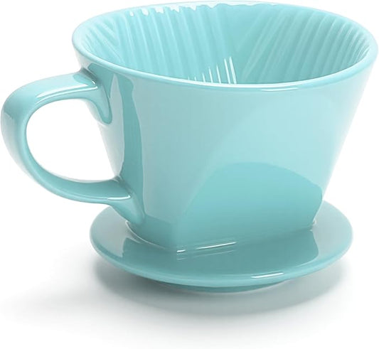 Ceramic Pour Over, Ceramic Coffee Dripper with 3 Holes, Medium Aqua Pour Over Coffee for Café, Dining, shop, Home, Office
