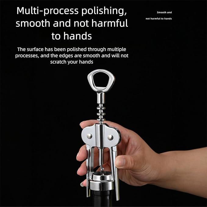 Premium Zinc Alloy Wing Corkscrew Wine Opener Set - Upgraded Cork Screw for Effortless Opening, Ergonomic Non-Slip Handle & Multifunctional Bottle Opener with Stopper