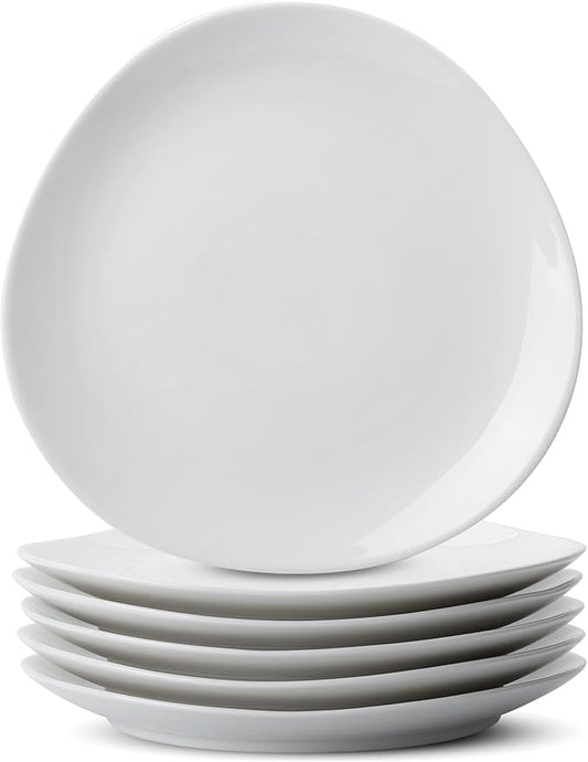 BTaT- White Dessert Plates, Triangular, Set of 6, 8.3" Ceramic, Modern Style