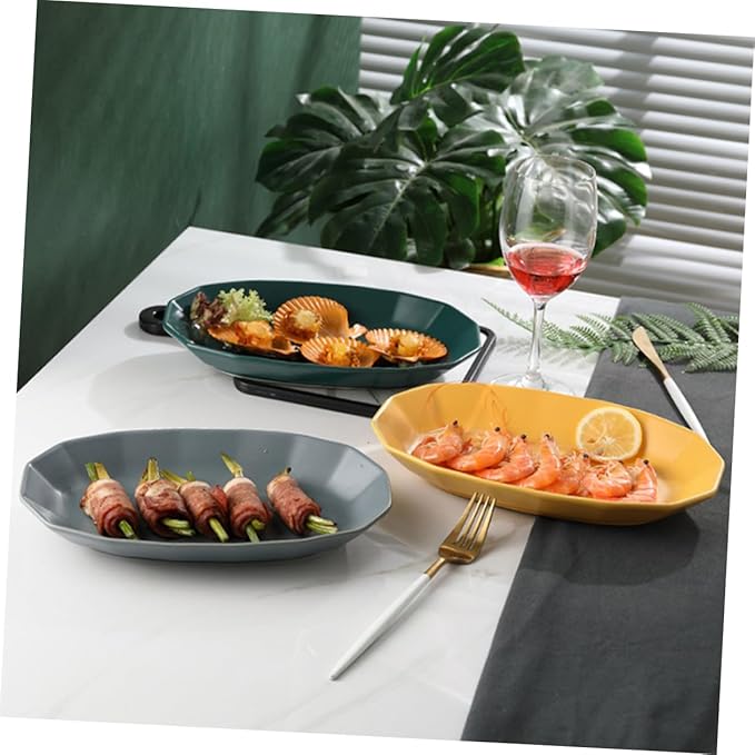 LIFKOME Unique Ceramic Fish Plate Grey Fruit Serving Dish Snack Tray for Parties and Gatherings