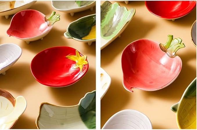 Dipping Sauce Bowls Appetizer Bowls Creative Tomato Ceramic Tableware Dried Fruit Plate Snack Plate Fruit Plate Home Vegetable Plate Snack Plate Candy Plate Ceramic Dip Bowls Dipping Sauce Bowls