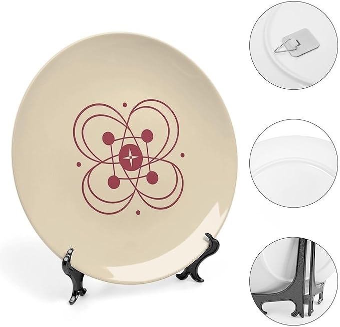 Decorative Plate 10inch Bone China Dessert Plates with Display Stand Ornament Ceramic Plates Simple Icon Art Crafts Porcelain Plate for Home Club Living Room