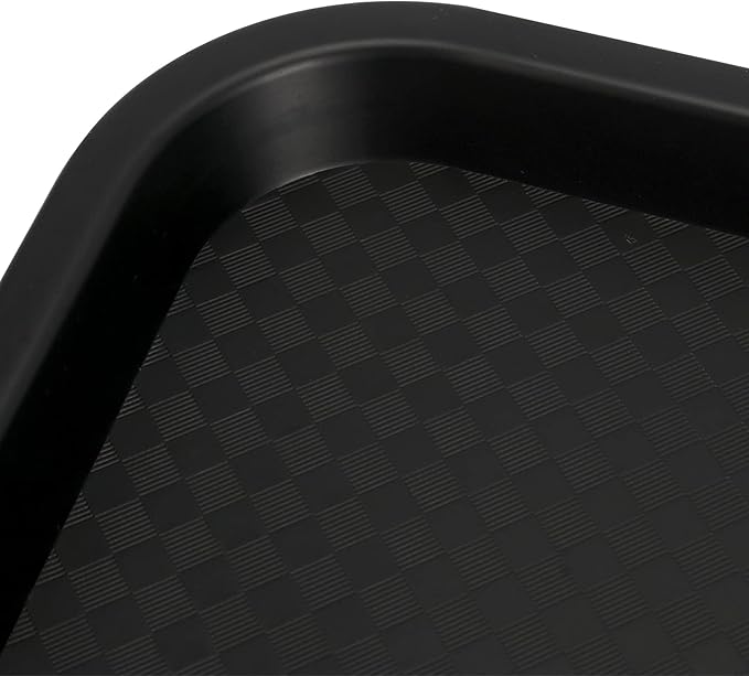 10 Pack Black Plastic Fast Food Tray, 14 x 10 Inch Plastic Cafeteria Trays with Textured Surface, Rectangular Fast Food Serving Trays for Serving and Carrying Food in Restaurant Cafeteria